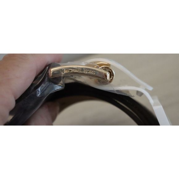 Michael Kors 553559C Women Sz XL Brown "MK" Monogram Print w/Gold Buckle Belt $6 - Picture 3 of 8